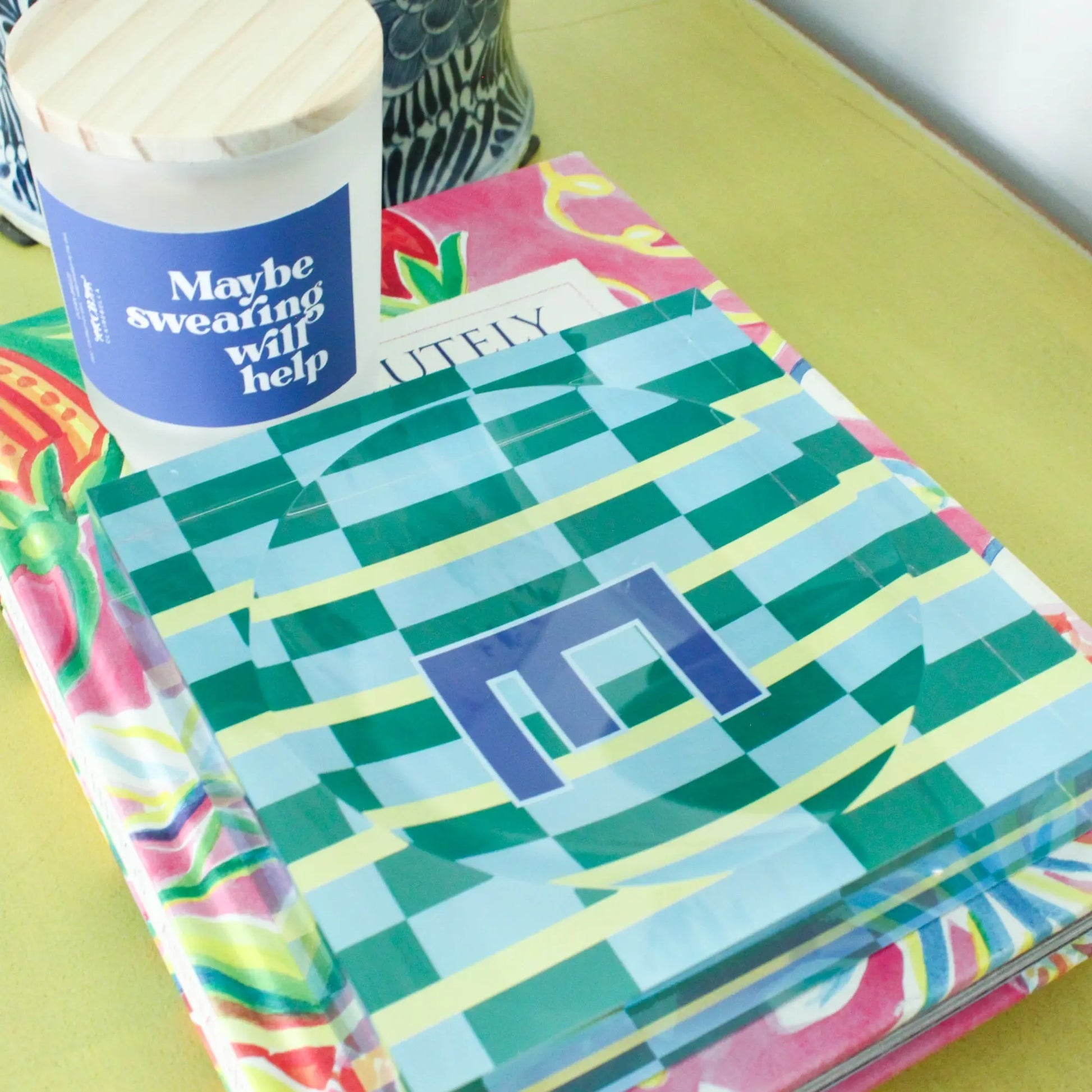Catchall Tray - Single Initial Maxi Green - New! CB Studio