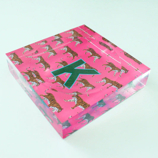 Catchall Tray - Single Initial Tiger Pink - New! CB Studio