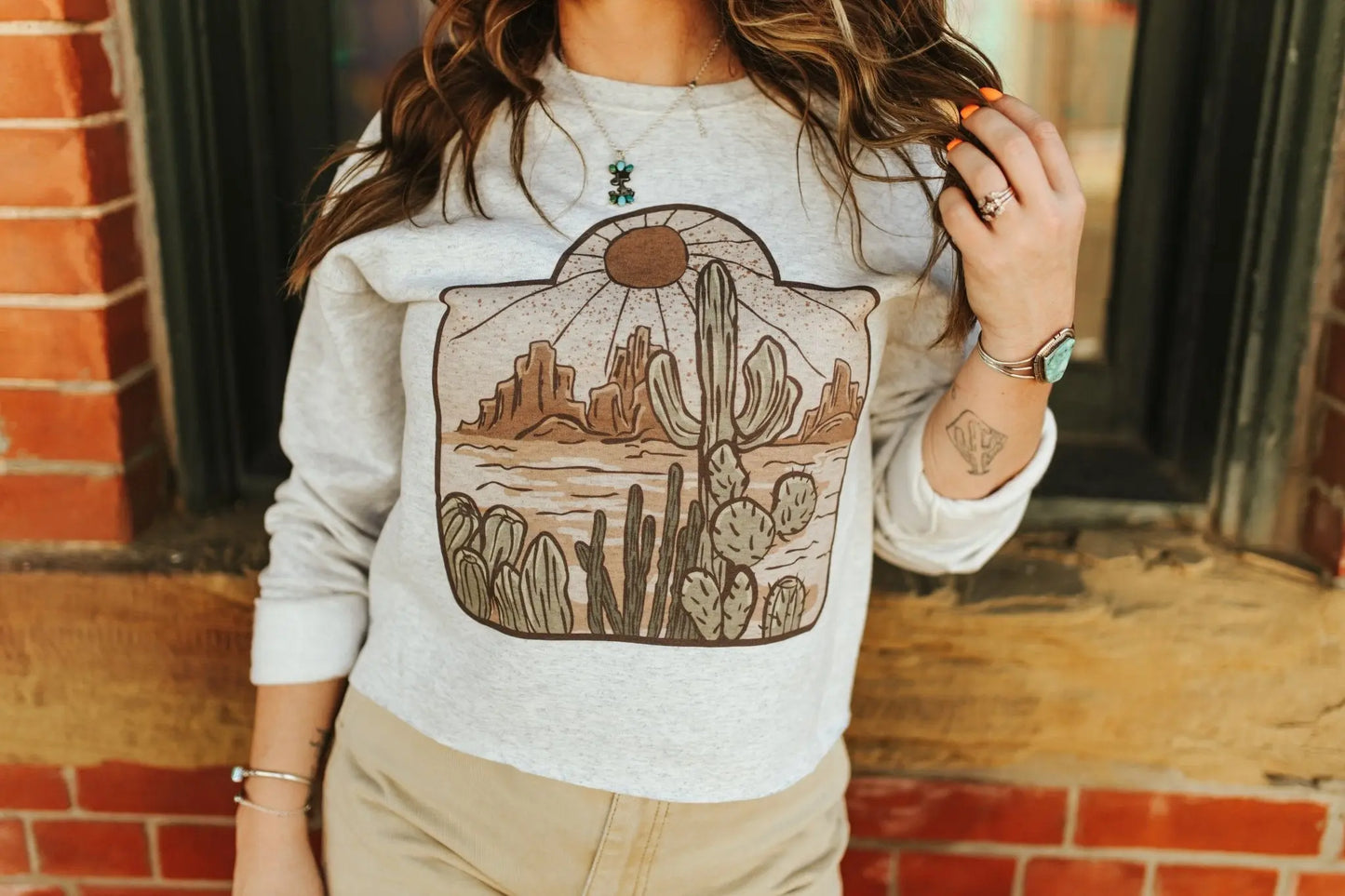 Cattle Tag Raw Hem Graphic Sweatshirt Wild Junkie