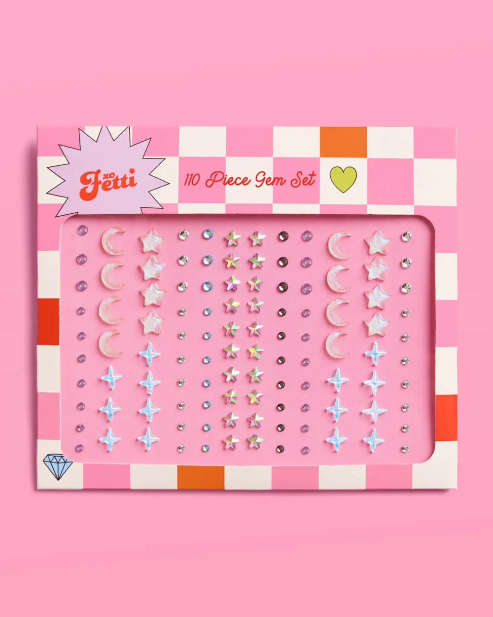 Celestial Gem Set - 110 adhesive face gems xo, Fetti