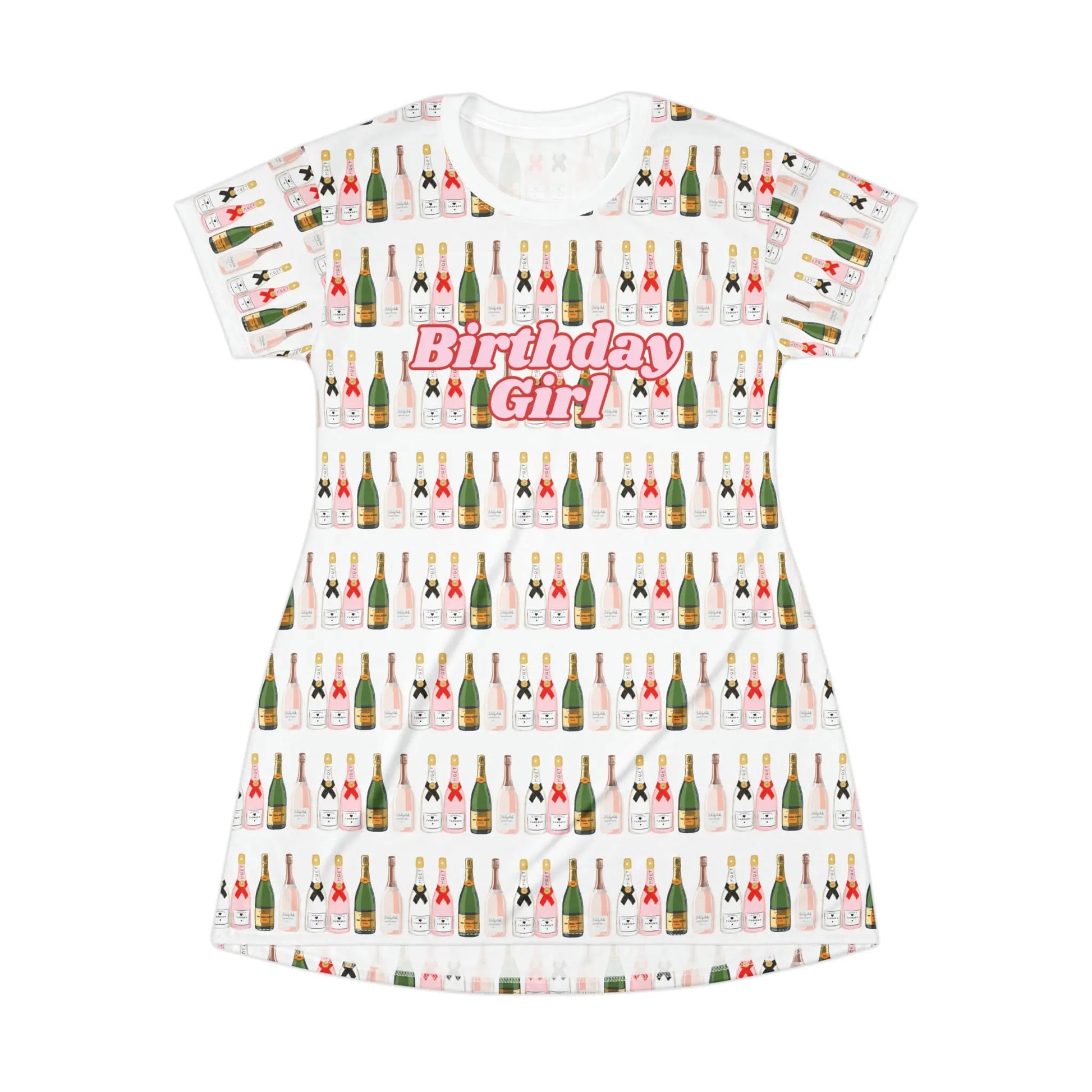 Champagne Dreams - Birthday Girl T-Shirt Dress Printify