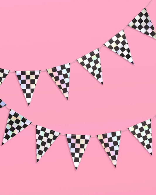Checked Out Banner - black + iridescent banner xo, Fetti