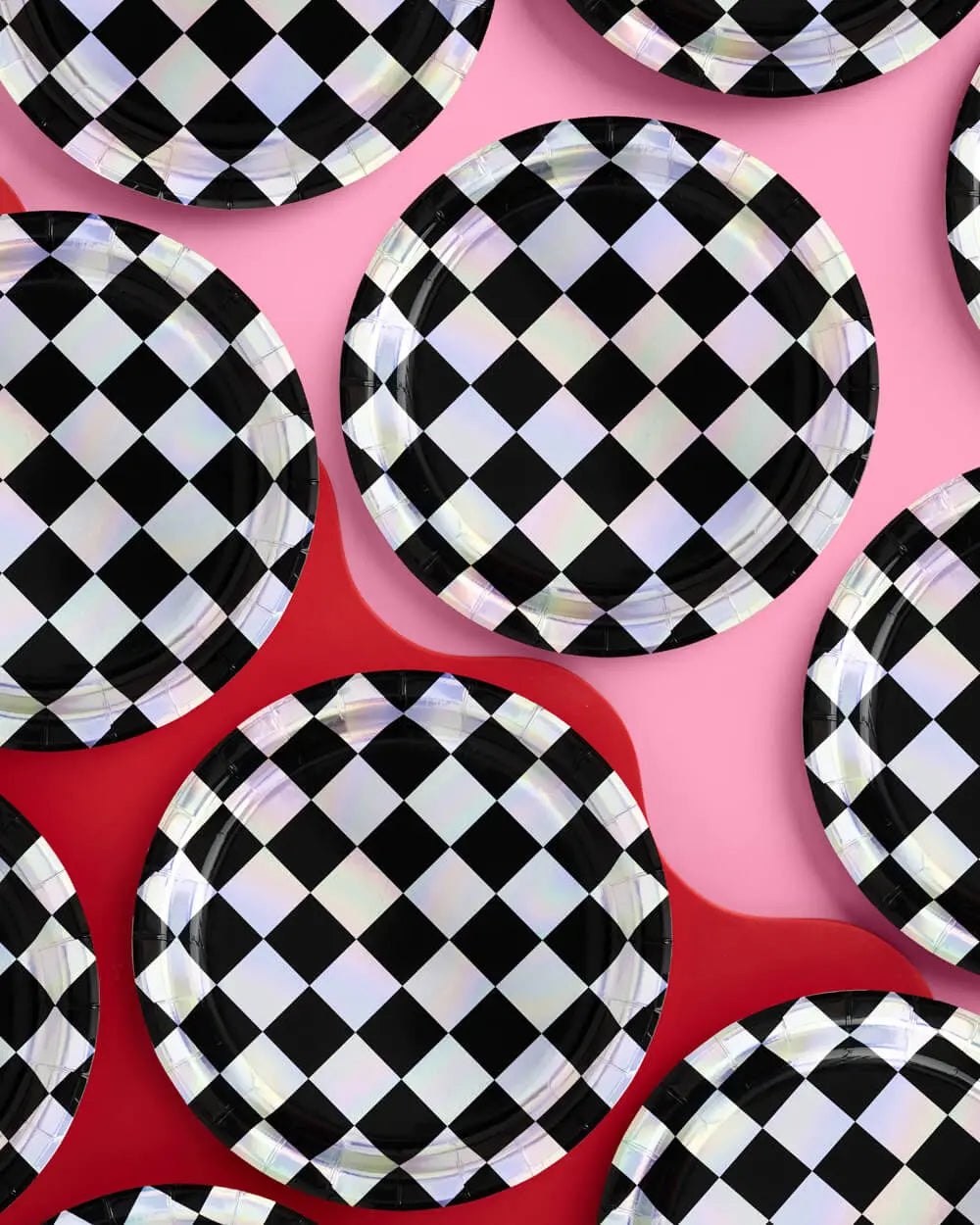 Checked Out Plates - 25 paper plates xo, Fetti