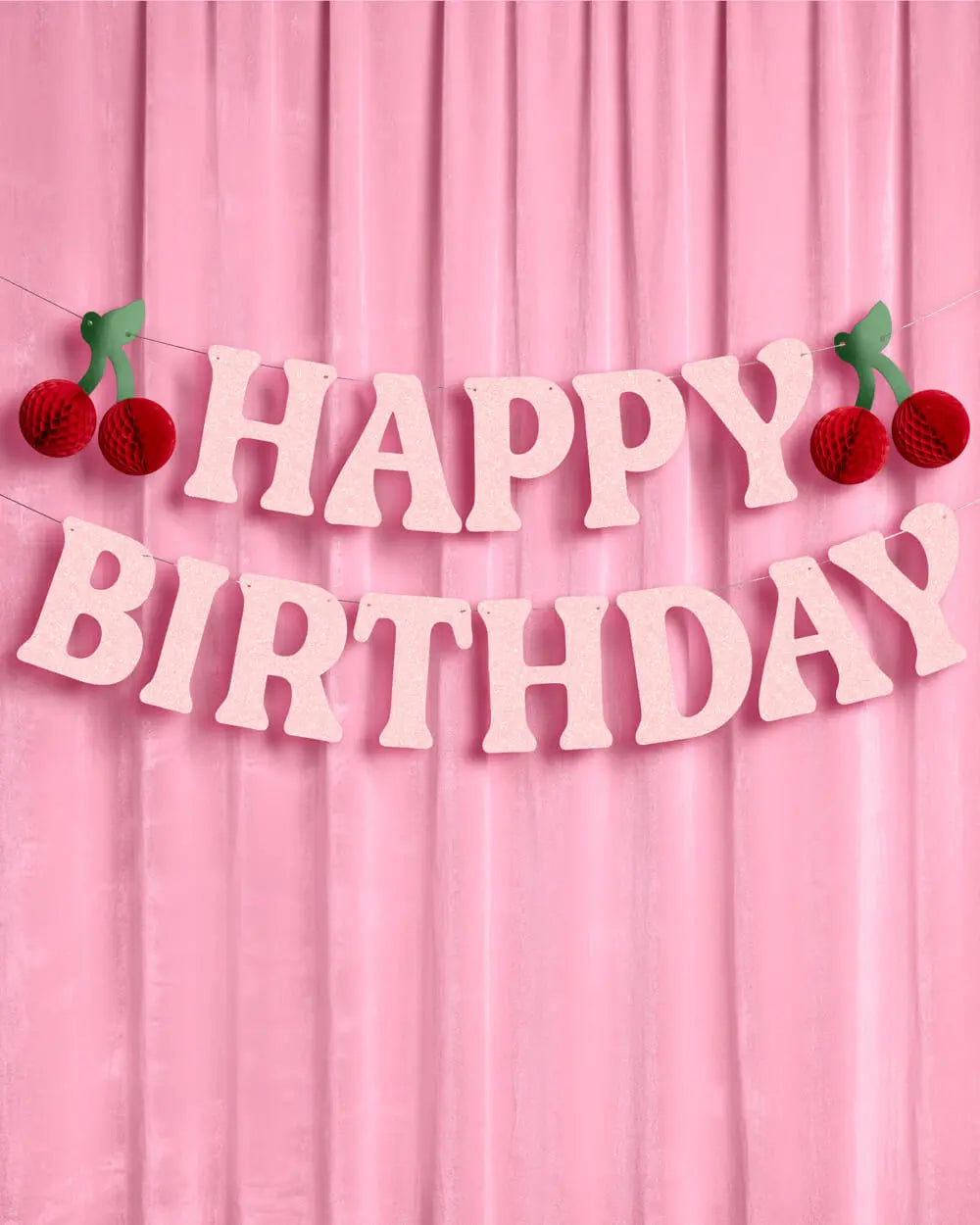 Cherry Bday Banner - 3D glitter banner xo, Fetti
