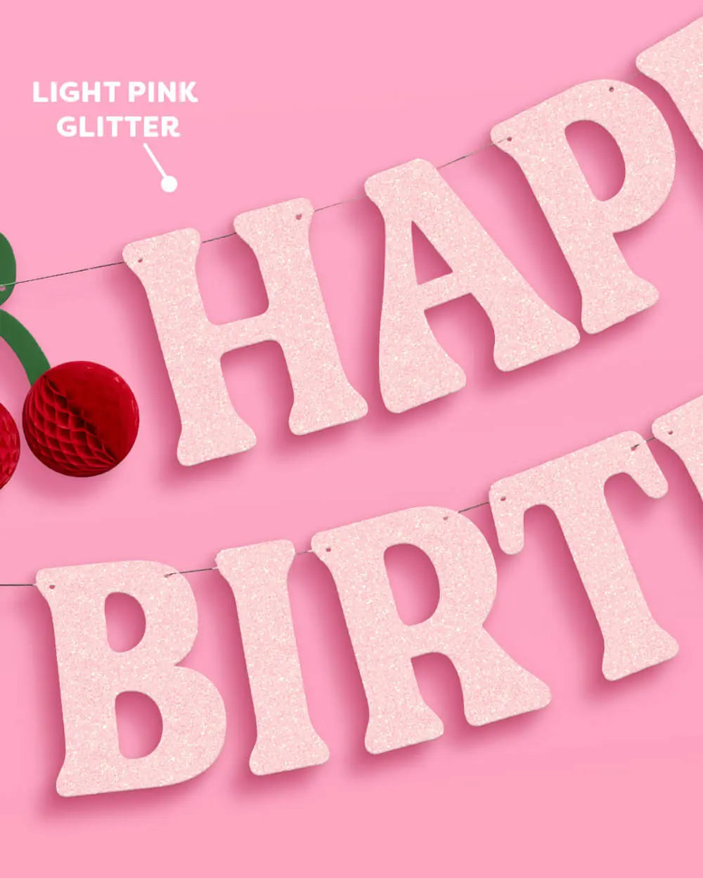 Cherry Bday Banner - 3D glitter banner xo, Fetti