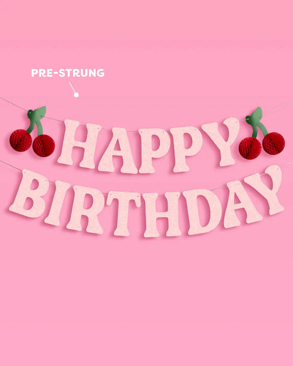 Cherry Bday Banner - 3D glitter banner xo, Fetti