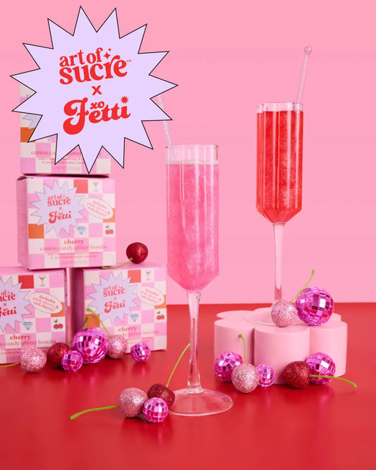 Cherry Glitter Bombs - 4 cotton candy glitter bombs xo, Fetti
