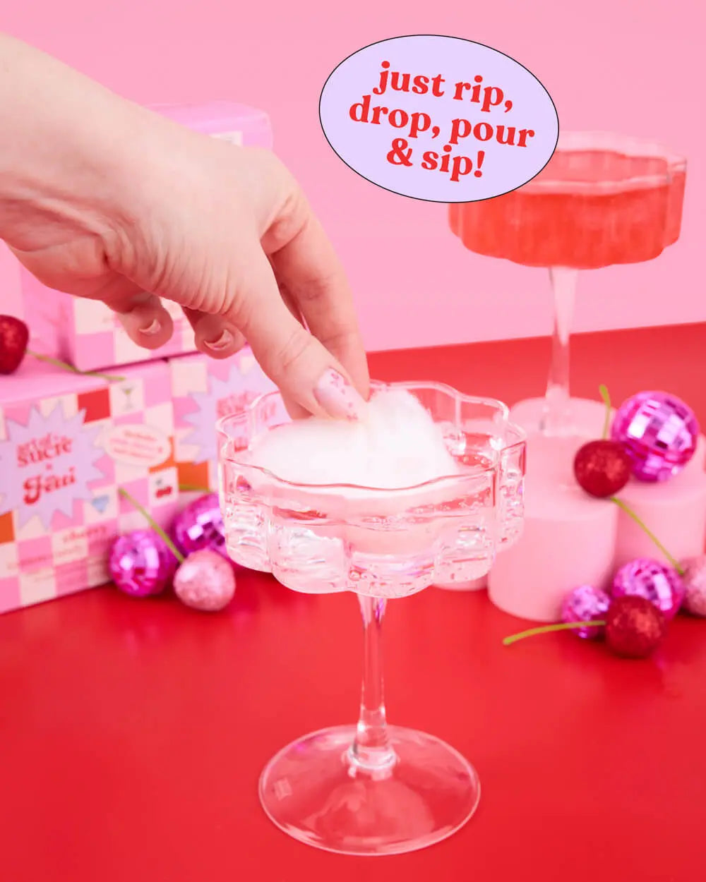 Cherry Glitter Bombs - 4 cotton candy glitter bombs xo, Fetti
