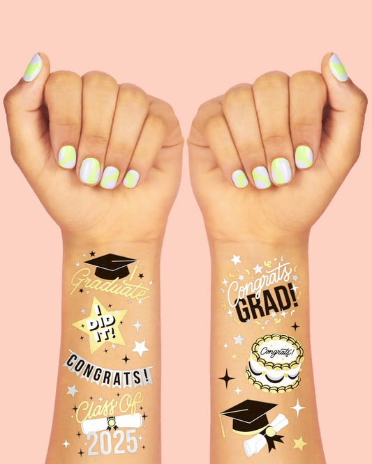 Class of '25 Tats - 48 foil temporary tattoos xo, Fetti