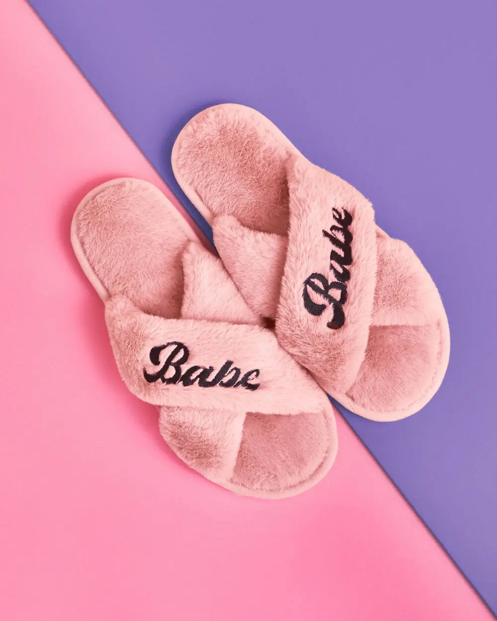 Classic Babe Slippers - pink fur slippers xo, Fetti