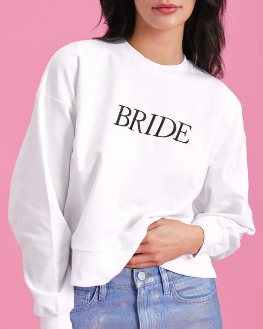 Classic Bride Sweatshirt - white cotton crewneck xo, Fetti