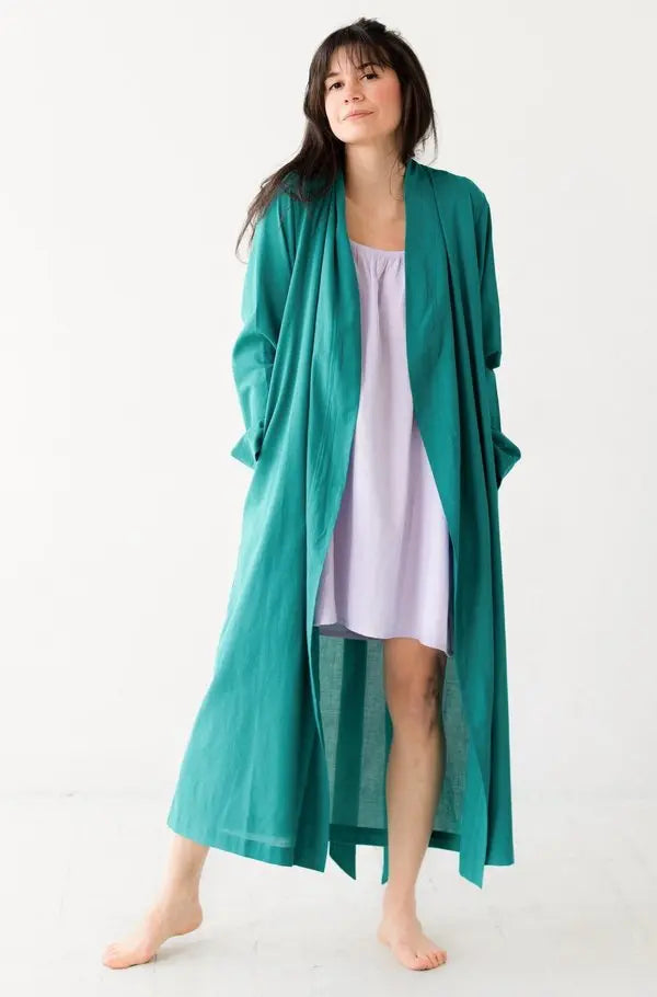 Classic Long Woven Cotton Robe Salua Lingerie