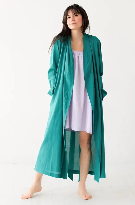 Classic Long Woven Cotton Robe Salua Lingerie