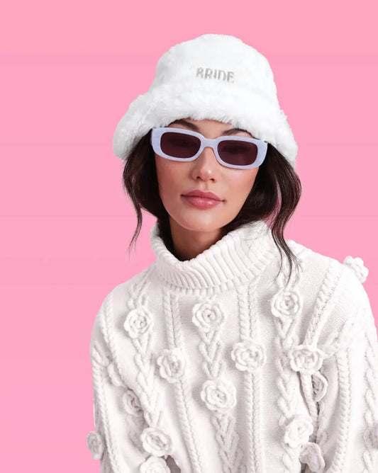 Cloud Nine Bucket Hat - embroidered fur hat xo, Fetti