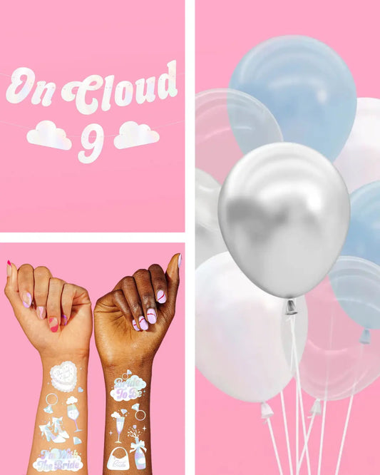Cloud Nine Trio - tats, banner + balloons xo, Fetti