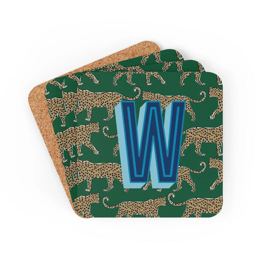 Coaster Set - Leopard Green Monogrammed CB Studio