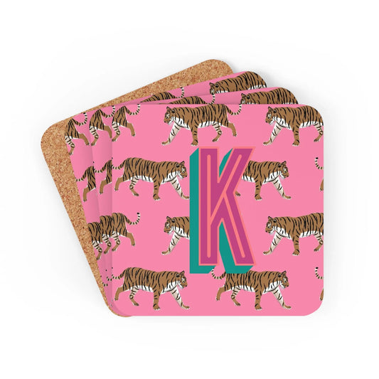 Coaster Set - Tiger Pink Monogrammed CB Studio