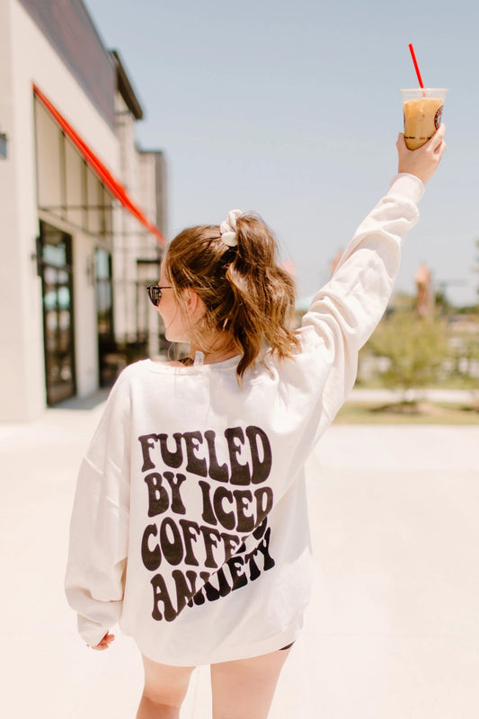 Coffee and Anxiety Graphic Crewneck Shop Karma Tees