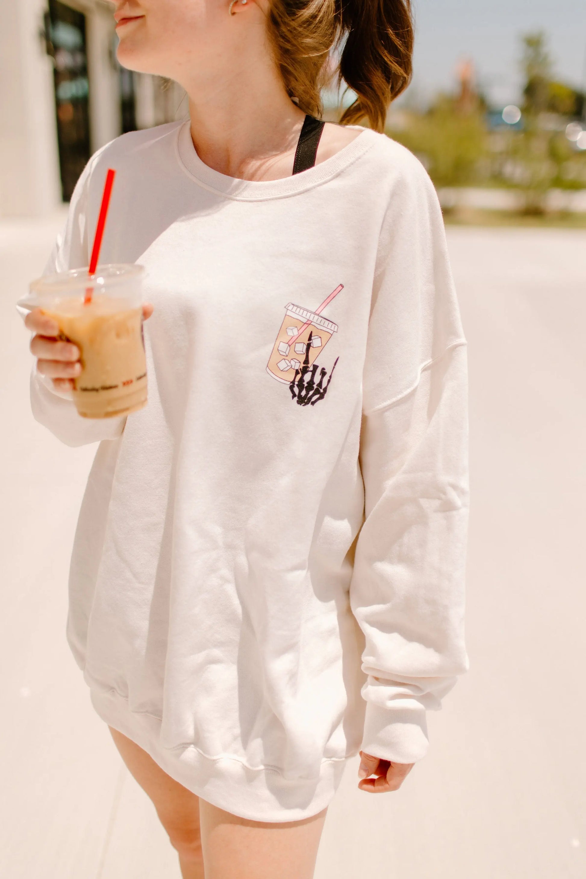 Coffee and Anxiety Graphic Crewneck Shop Karma Tees