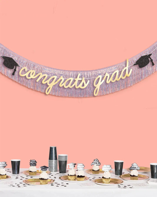 Congrats Grad Banner - two piece banner xo, Fetti