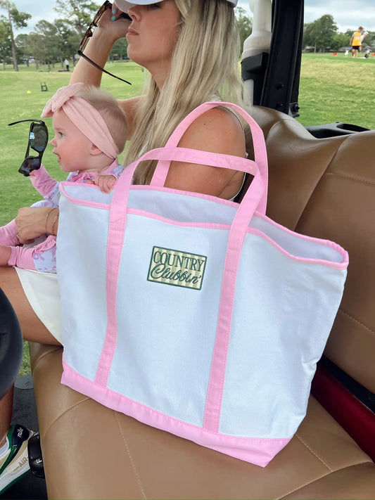 Country Clubbin' - Pink Canvas Tote KenzKustomz