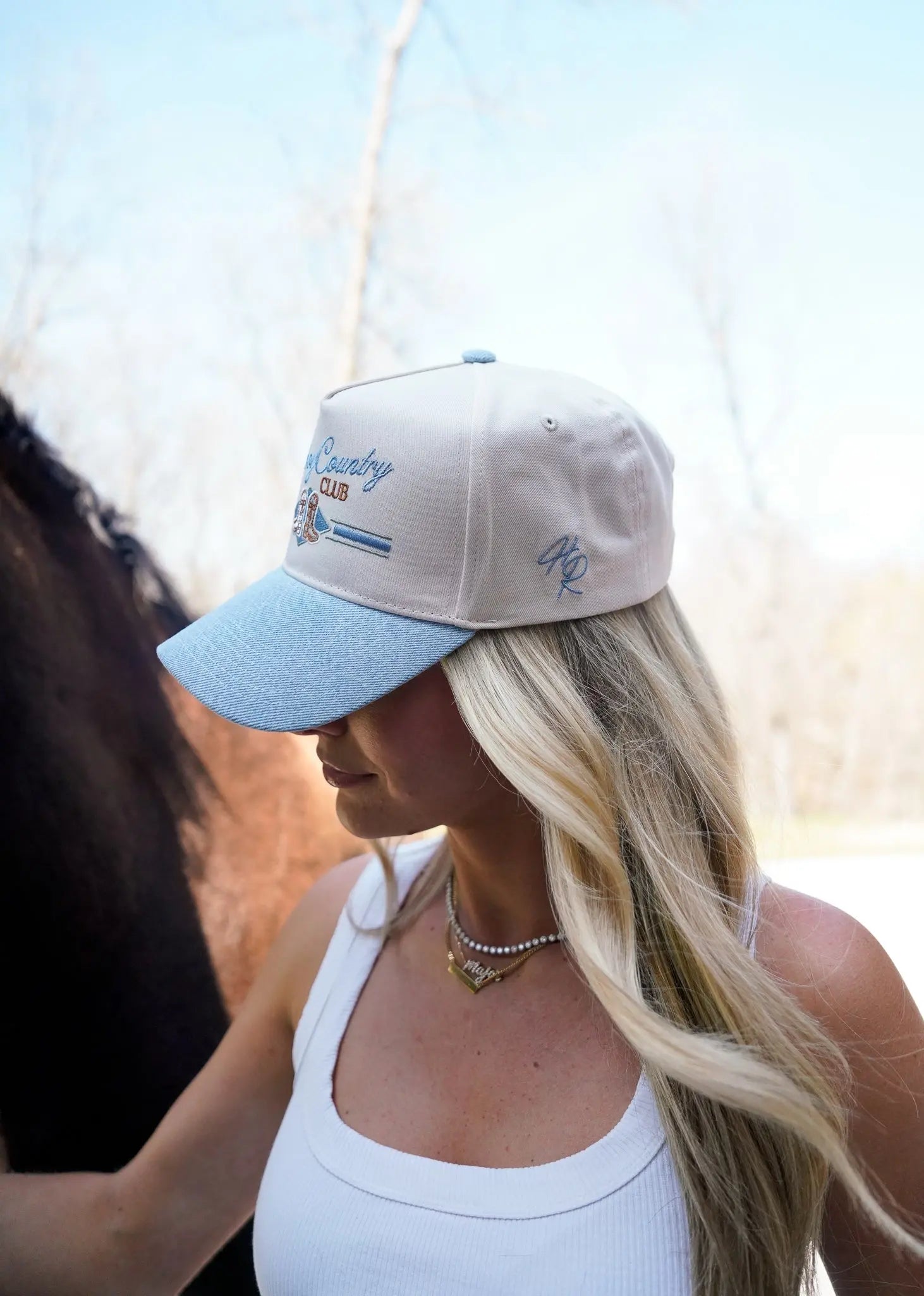 Cowboy Country Club - Denim Vintage Trucker Hat KenzKustomz