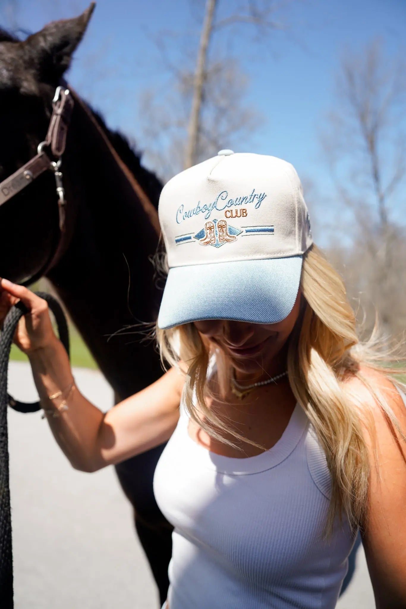 Cowboy Country Club - Denim Vintage Trucker Hat KenzKustomz