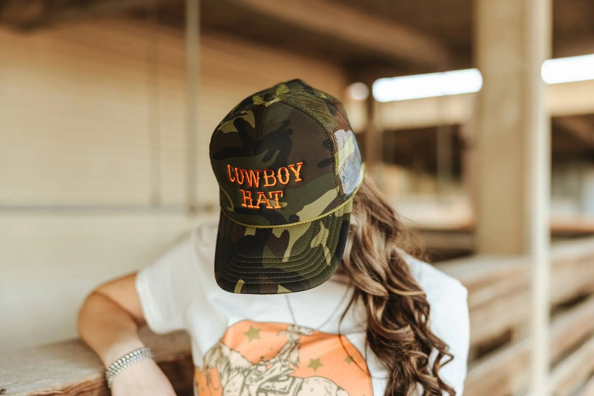 Cowboy Embroidered Trucker Hat Wild Junkie