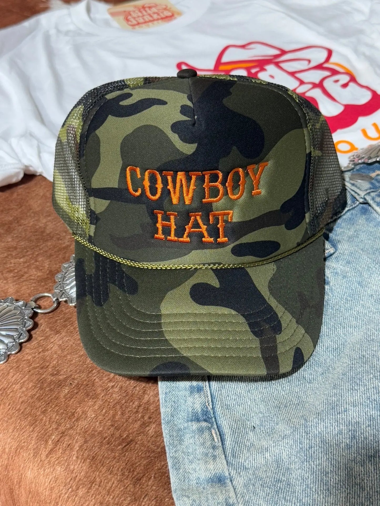 Cowboy Embroidered Trucker Hat Wild Junkie