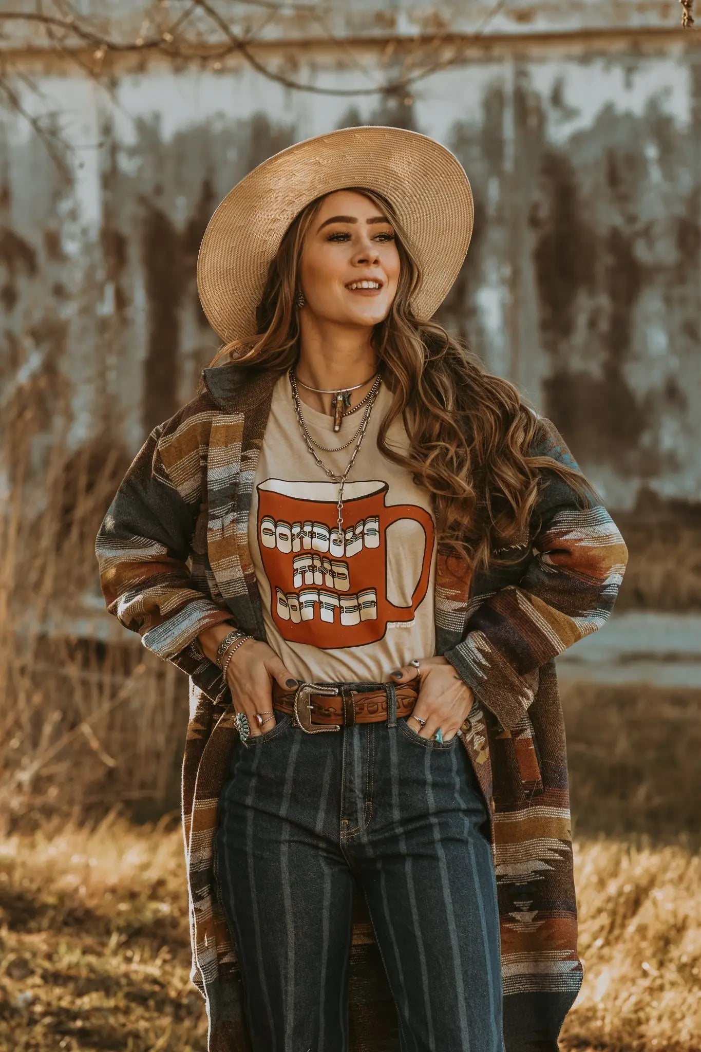 Cowboys and Coffee Cup Graphic Tee Wild Junkie
