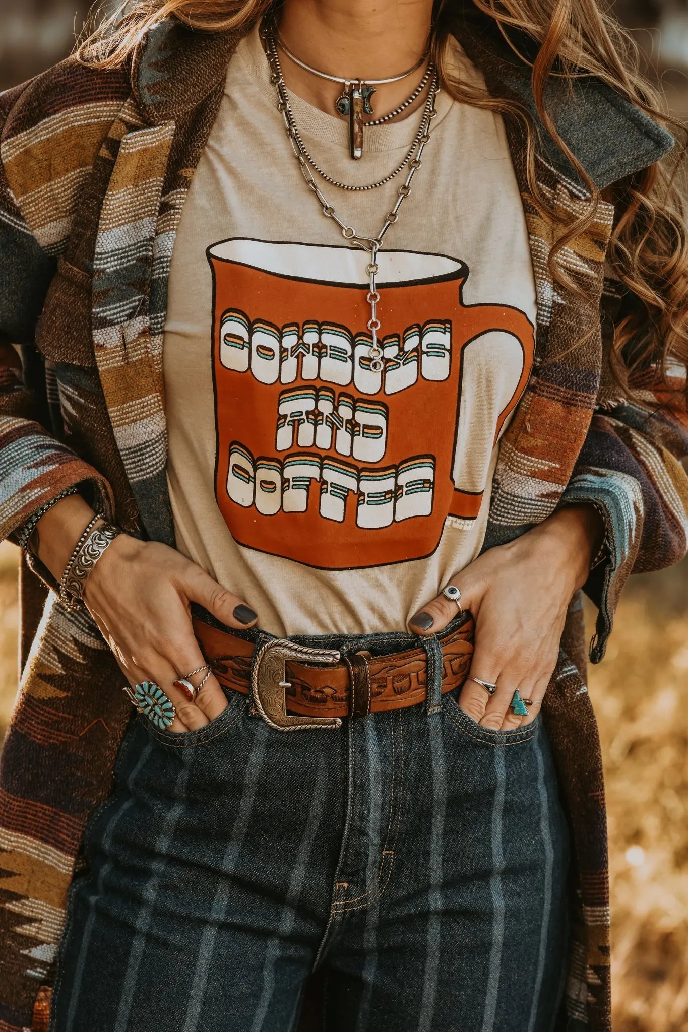 Cowboys and Coffee Cup Graphic Tee Wild Junkie