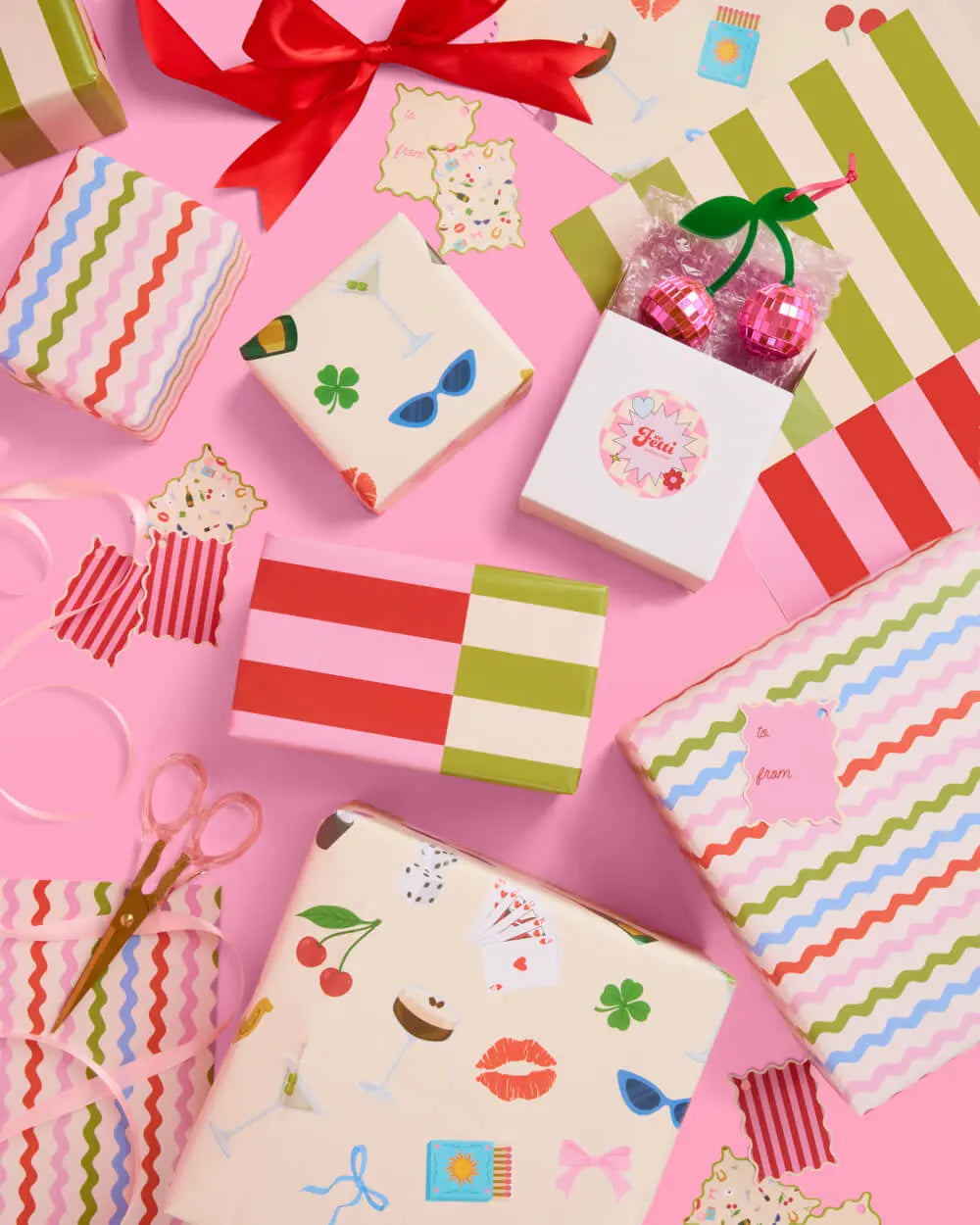 Cute Girl Wrapping Paper - 12 sheets + 16 tags xo, Fetti