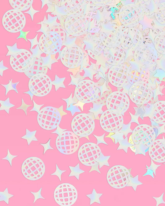 Disco Confetti - 200 pc iridescent foil confetti xo, Fetti