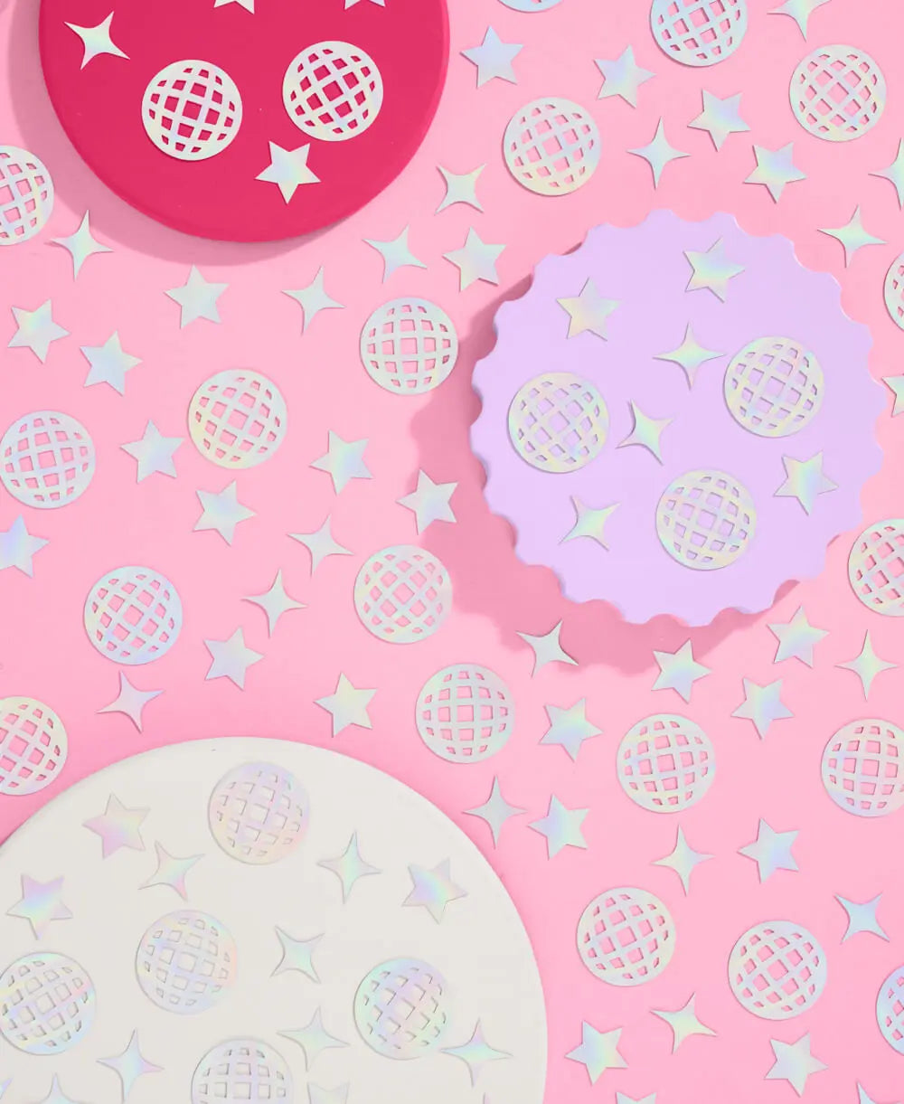 Disco Confetti - 200 pc iridescent foil confetti xo, Fetti