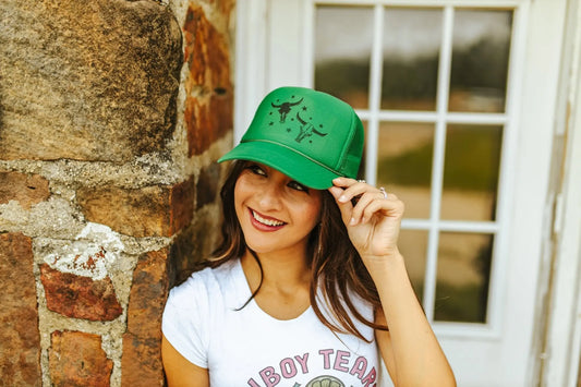 Double Trouble Steer Skulls Trucker Hat Wild Junkie
