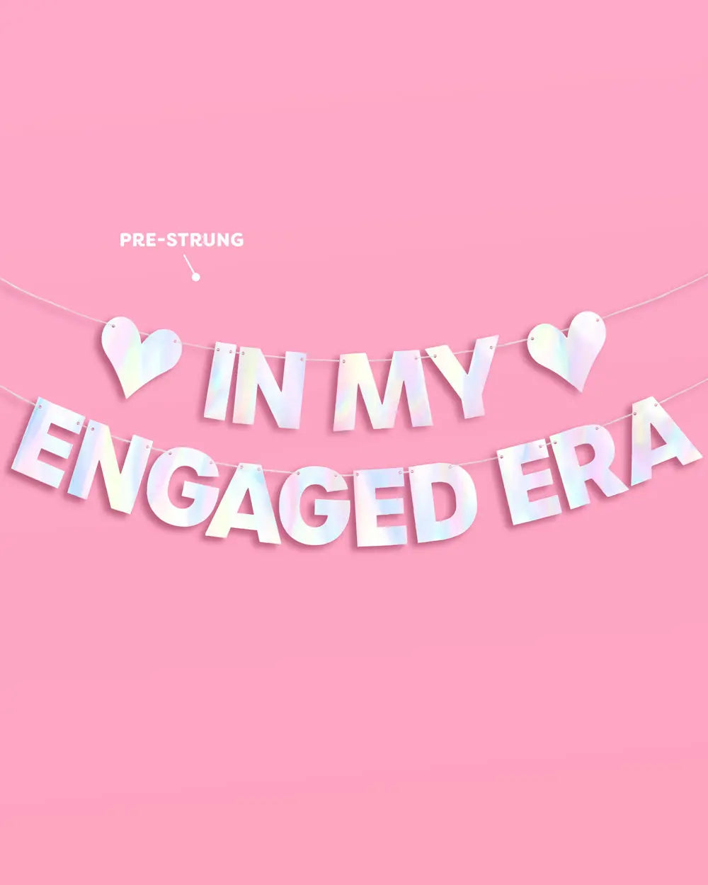 Engaged Era Banner - iridescent foil banner xo, Fetti