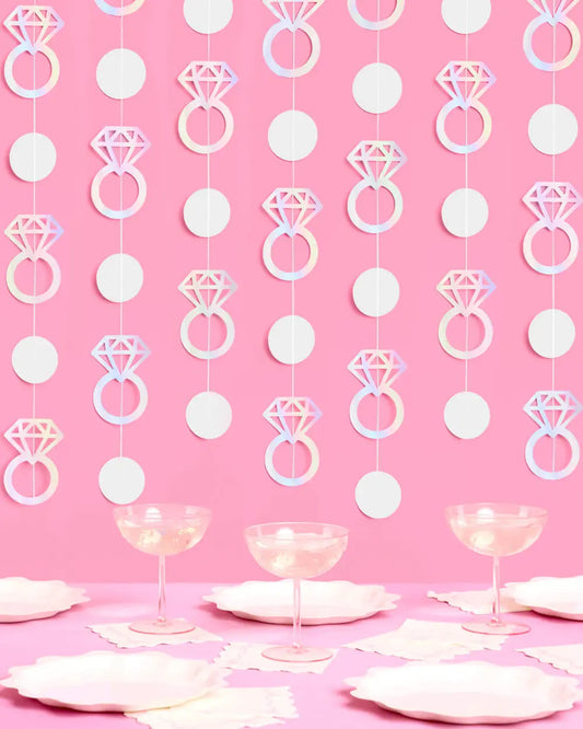 Engaged Era Garland - iridescent foil backdrop xo, Fetti