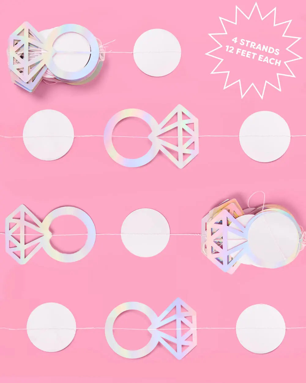 Engaged Era Garland - iridescent foil backdrop xo, Fetti