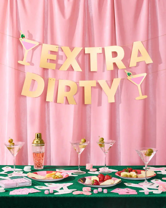 Extra Dirty Banner - gold foil banner xo, Fetti