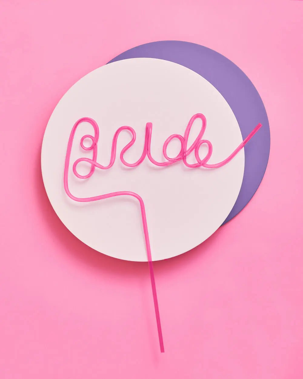 Extra, Extra Straw - XL pink Bride straw xo, Fetti