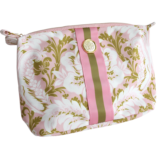 Pink Damask Large Cosmetic