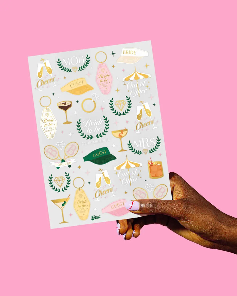 Fancy Bride Tats - 48 foil temporary tattoos xo, Fetti