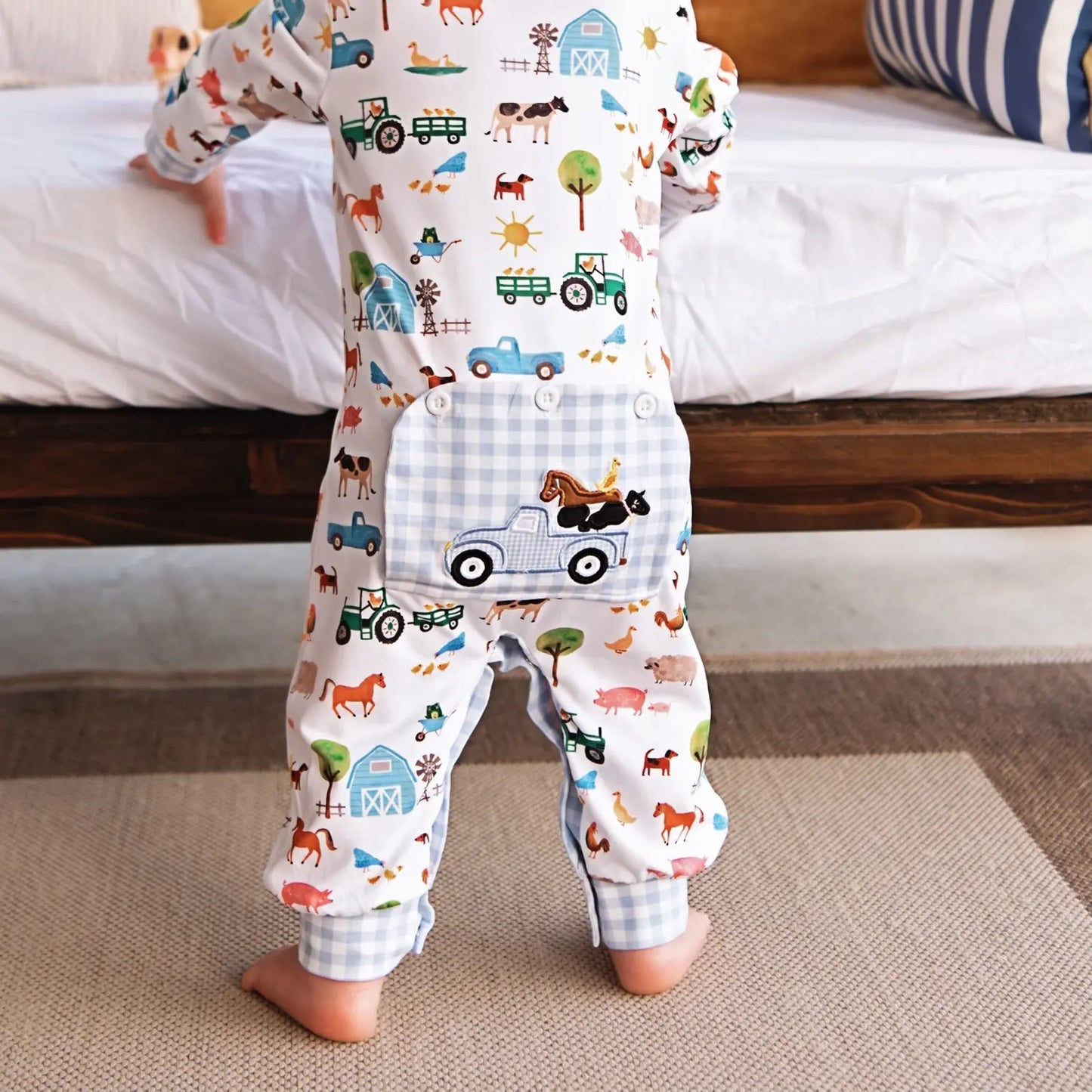 Baby Boy Farm Truck Tractor Romper