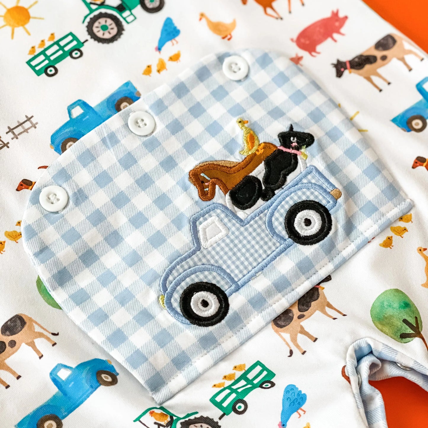 Baby Boy Farm Truck Tractor Romper