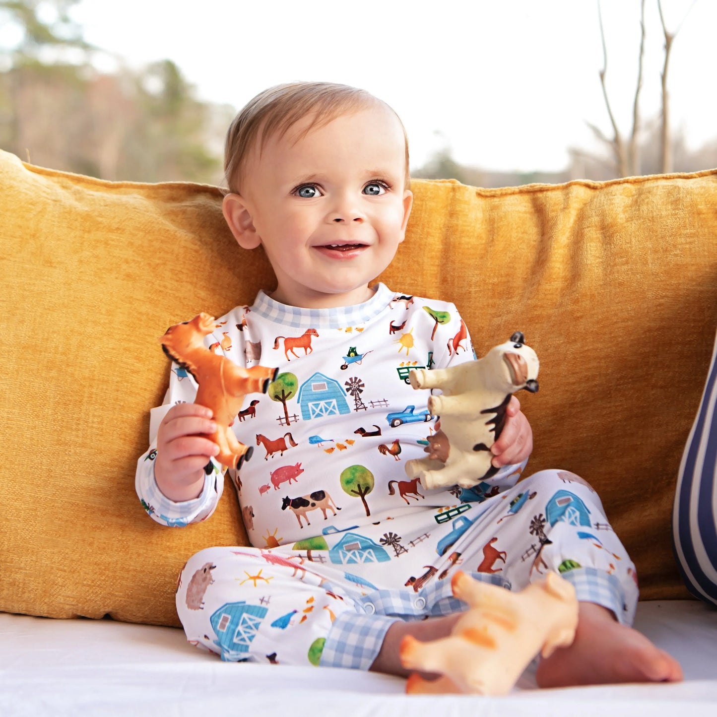 Baby Boy Farm Truck Tractor Romper