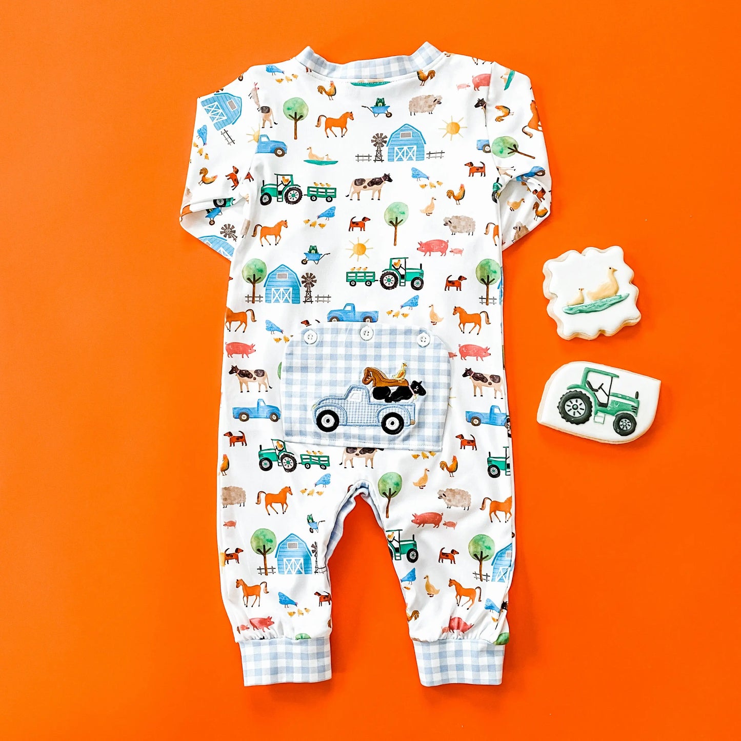 Baby Boy Farm Truck Tractor Romper