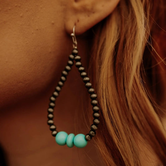 Faux Pearl and Turquoise Drop Earrings Wild Junkie