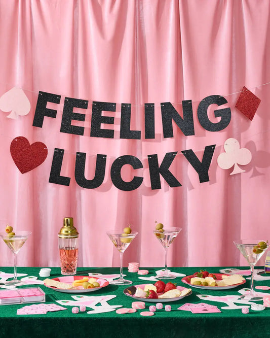 Feeling Lucky Banner - black glitter banner xo, Fetti