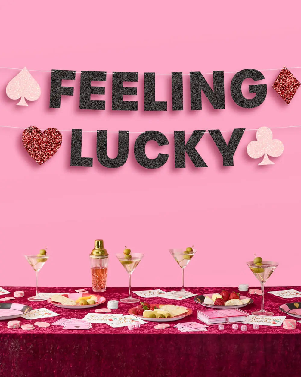 Feeling Lucky Banner - black glitter banner xo, Fetti