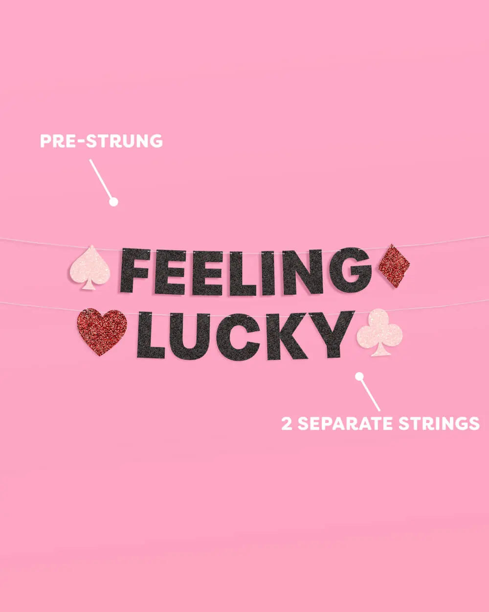 Feeling Lucky Banner - black glitter banner xo, Fetti